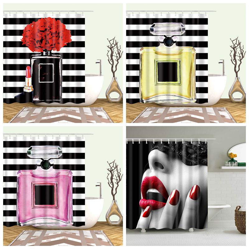 Foto 4 pulgar | Cortina De Ducha Lanlove Creative Sexy Red Lips Girl 3d - Venta Internacional.