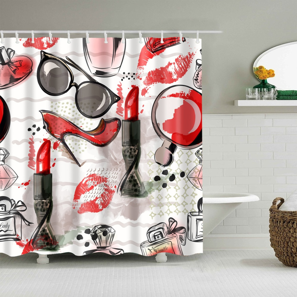 Foto 5 | Cortina De Ducha Lanlove Creative Sexy Red Lips Girl 3d - Venta Internacional.