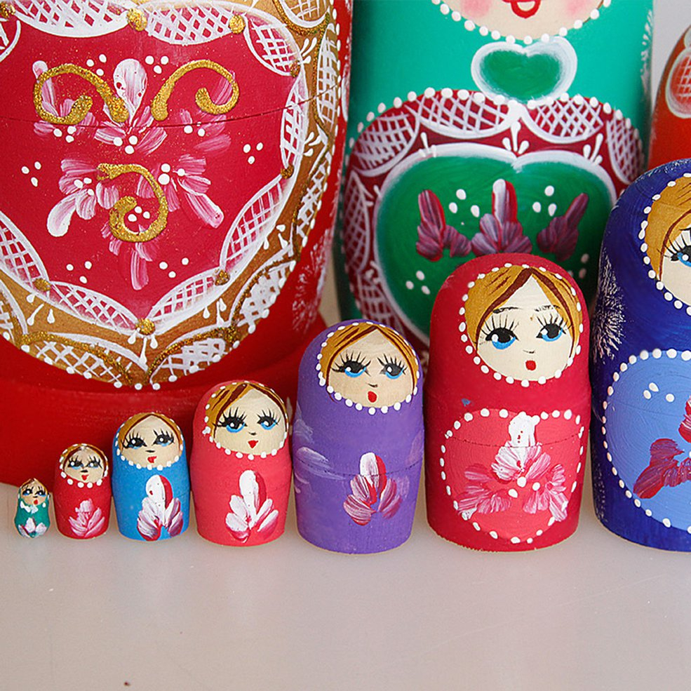 Foto 4 pulgar | Set Nesting Dolls De Madera, Estilo Ruso, 10 Unidades, Para Decoración - Venta Internacional.