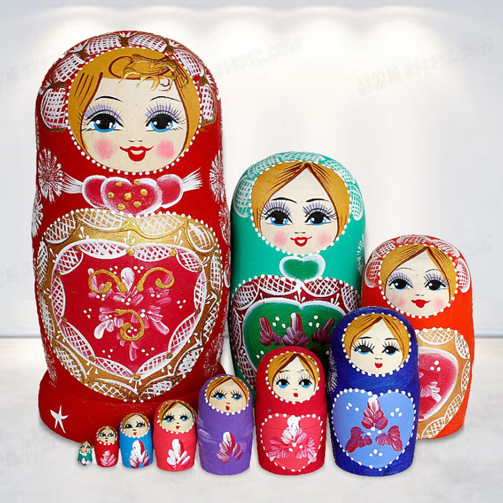 Foto 6 pulgar | Set Nesting Dolls De Madera, Estilo Ruso, 10 Unidades, Para Decoración - Venta Internacional.