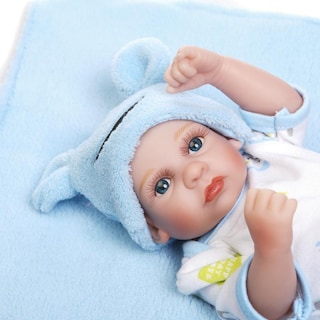 Foto 3 | Muñeca De Silicona Para Todo El Cuerpo, 26 Cm, Con Ropa Y Manta, Color Azul - Venta Internacional.