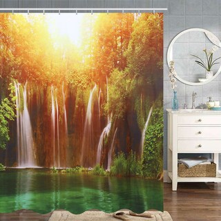 Foto 2 | Cortina De Ducha Xueqin 3d Waterfall Landscape, Impermeable - Venta Internacional.