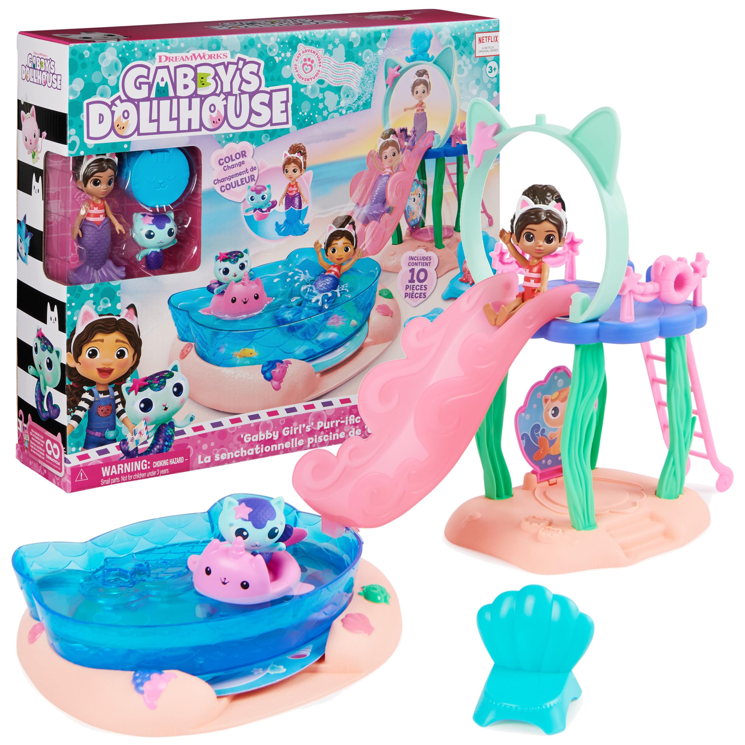 Playset Gabby's Dollhouse Pur-rific Pool Con Gabby Y Mercat - Venta Internacional.