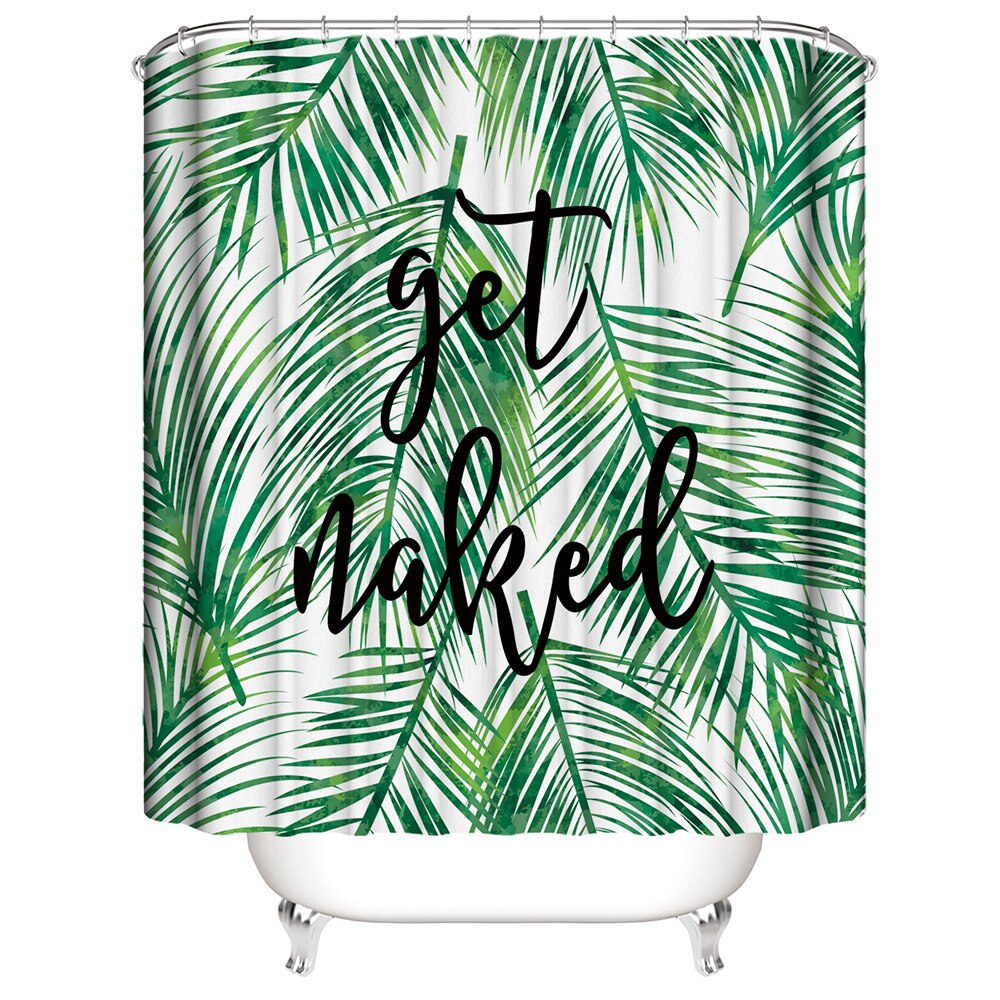 Foto 2 | Cortina De Ducha Get Naked Leaf Print De Poliéster Impermeable - Venta Internacional.