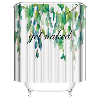 Foto 3 | Cortina De Ducha Get Naked Leaf Print De Poliéster Impermeable - Venta Internacional.