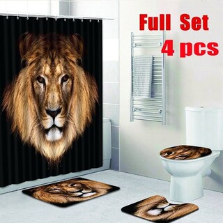 Foto 2 | Set De Baño Lion, Cortinas De Ducha Impermeables Y Antideslizantes - Venta Internacional.