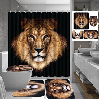 Foto 3 | Set De Baño Lion, Cortinas De Ducha Impermeables Y Antideslizantes - Venta Internacional.