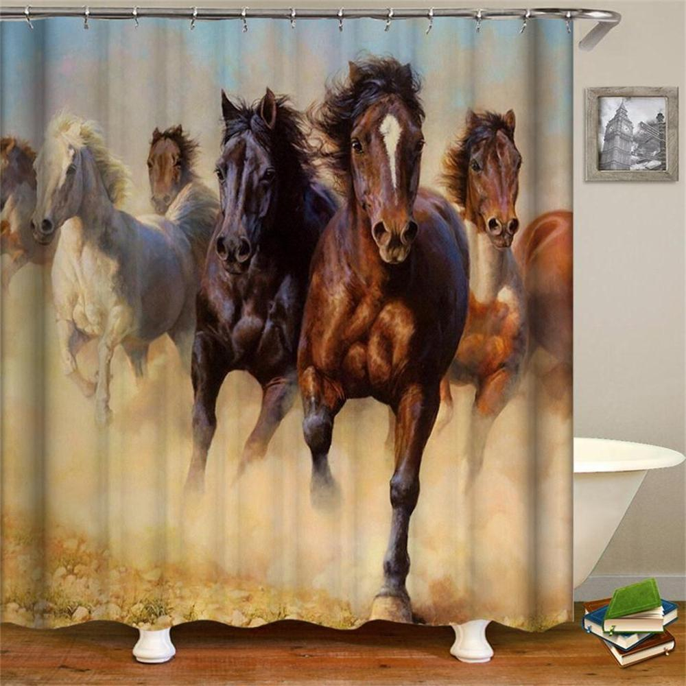Foto 1 | Cortinas De Baño Estilo Retro West Cowboy, Gorro Para Caballos, Impermeables - Venta Internacional.