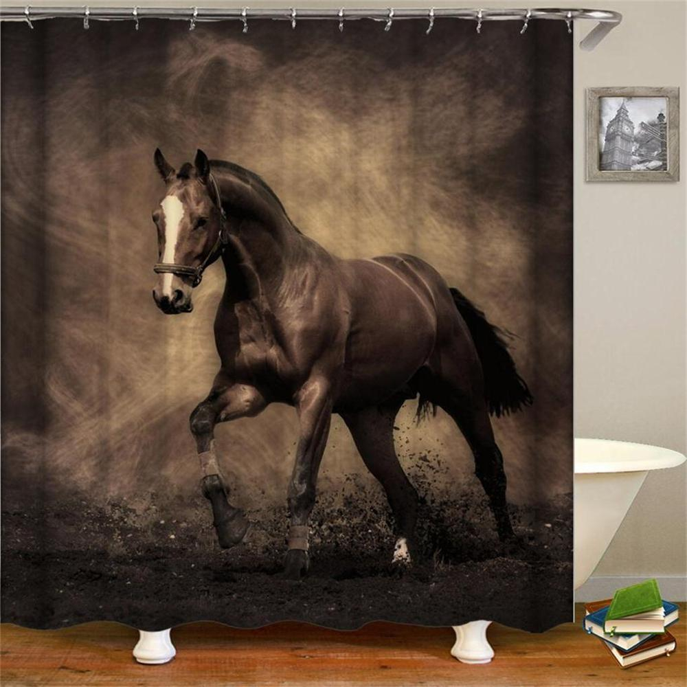 Foto 3 | Cortinas De Baño Estilo Retro West Cowboy, Gorro Para Caballos, Impermeables - Venta Internacional.
