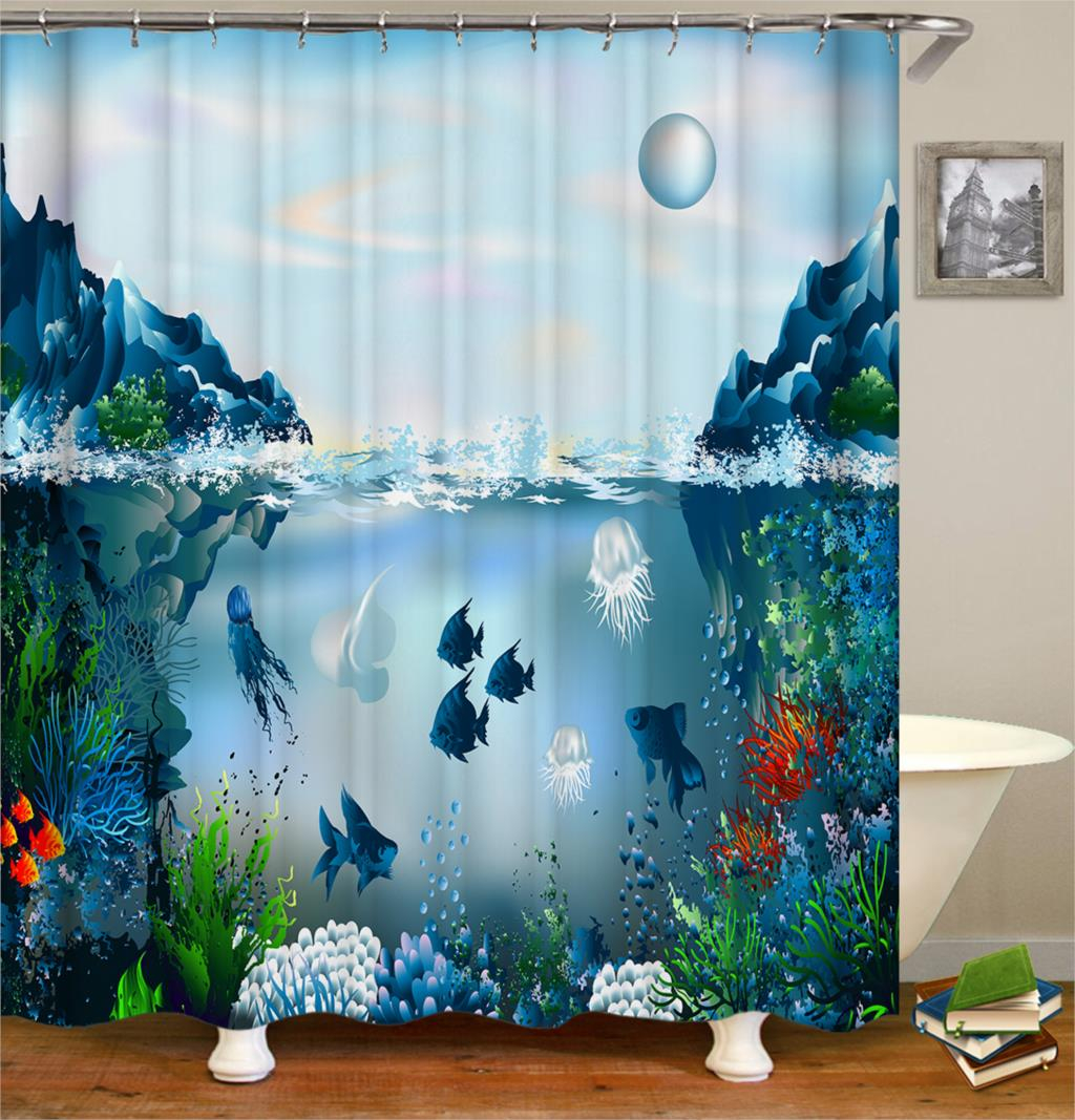 Cortina De Ducha Miracille Sea Turtle Waterproof Octopus - Venta Internacional.