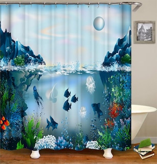 Foto 2 | Cortina De Ducha Miracille Sea Turtle Waterproof Octopus - Venta Internacional.