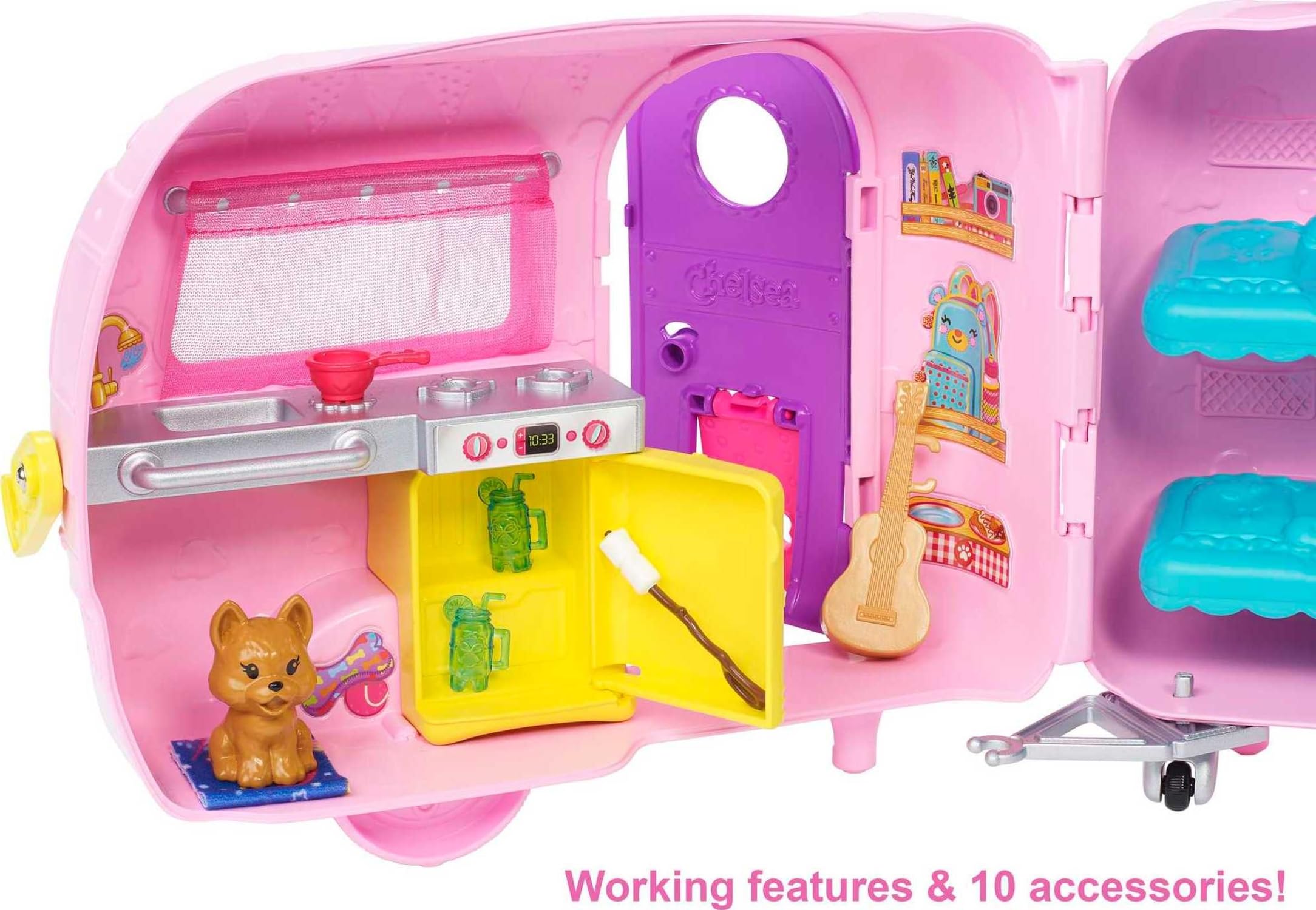 Foto 4 pulgar | Set De Juego Para Coche Y Autocaravana Barbie Club Chelsea Con Muñeca Y Collar - Venta Internacional.
