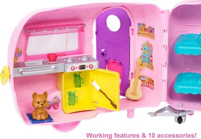 Foto 3 | Set De Juego Para Coche Y Autocaravana Barbie Club Chelsea Con Muñeca Y Collar - Venta Internacional.