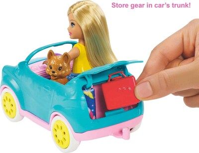 Foto 5 | Set De Juego Para Coche Y Autocaravana Barbie Club Chelsea Con Muñeca Y Collar - Venta Internacional.