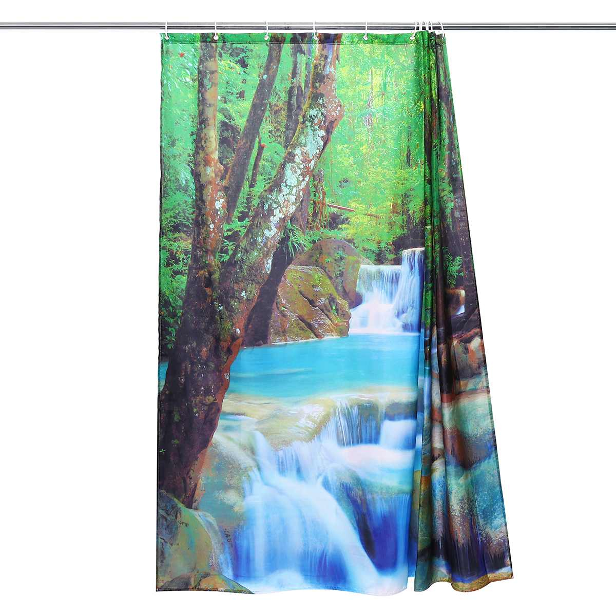 Foto 6 pulgar | Cortina De Ducha Xueqin 3d Waterfall Landscape, Impermeable - Venta Internacional.