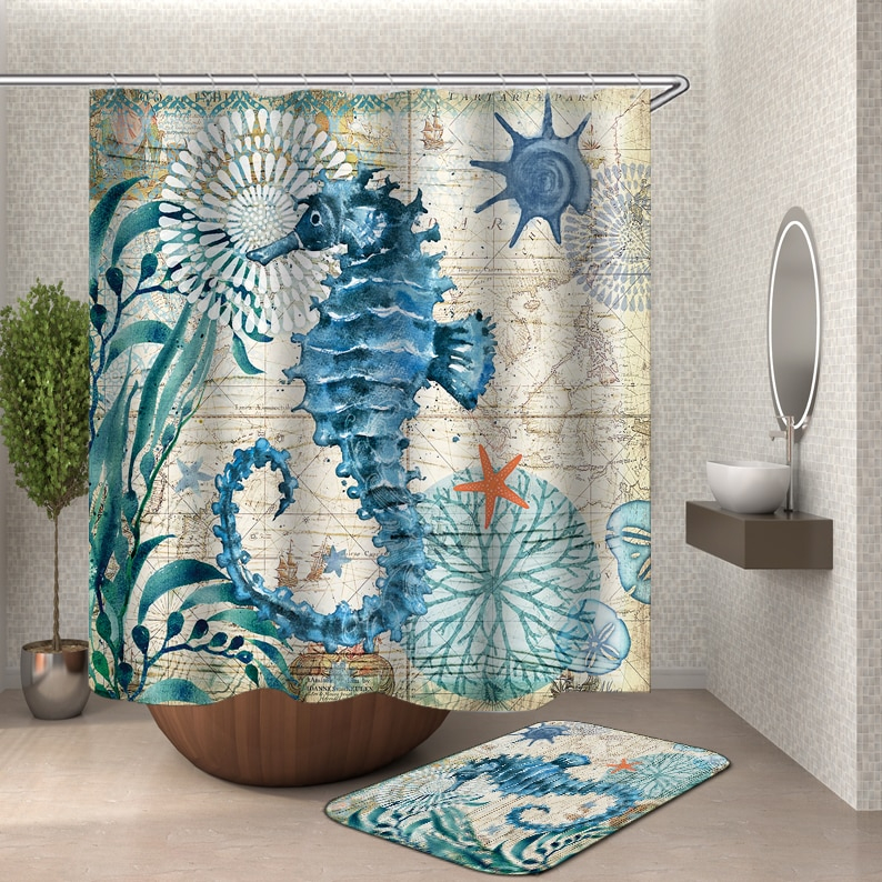 Foto 4 | Cortina De Ducha Miracille Sea Turtle Waterproof Octopus - Venta Internacional.