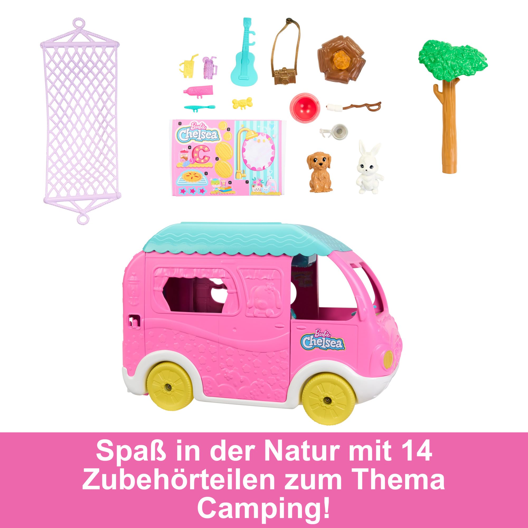 Foto 4 pulgar | Playset Barbie Chelsea Camper 2 En 1 Con Muñeca Pequeña Y 2 Mascotas - Venta Internacional.