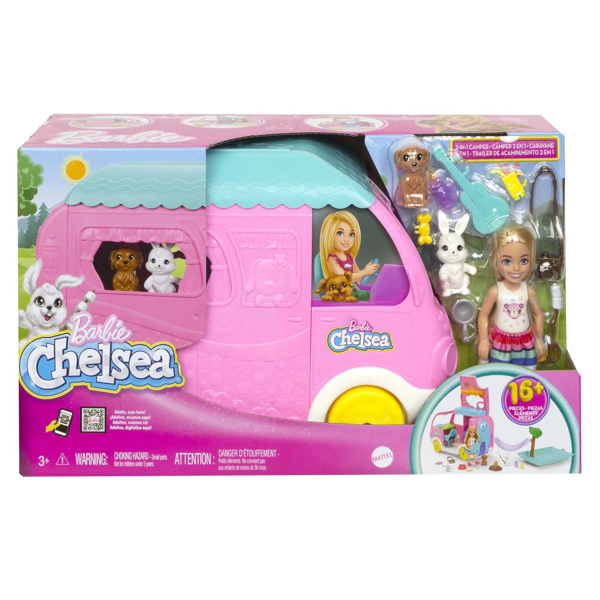 Foto 7 pulgar | Playset Barbie Chelsea Camper 2 En 1 Con Muñeca Pequeña Y 2 Mascotas - Venta Internacional.