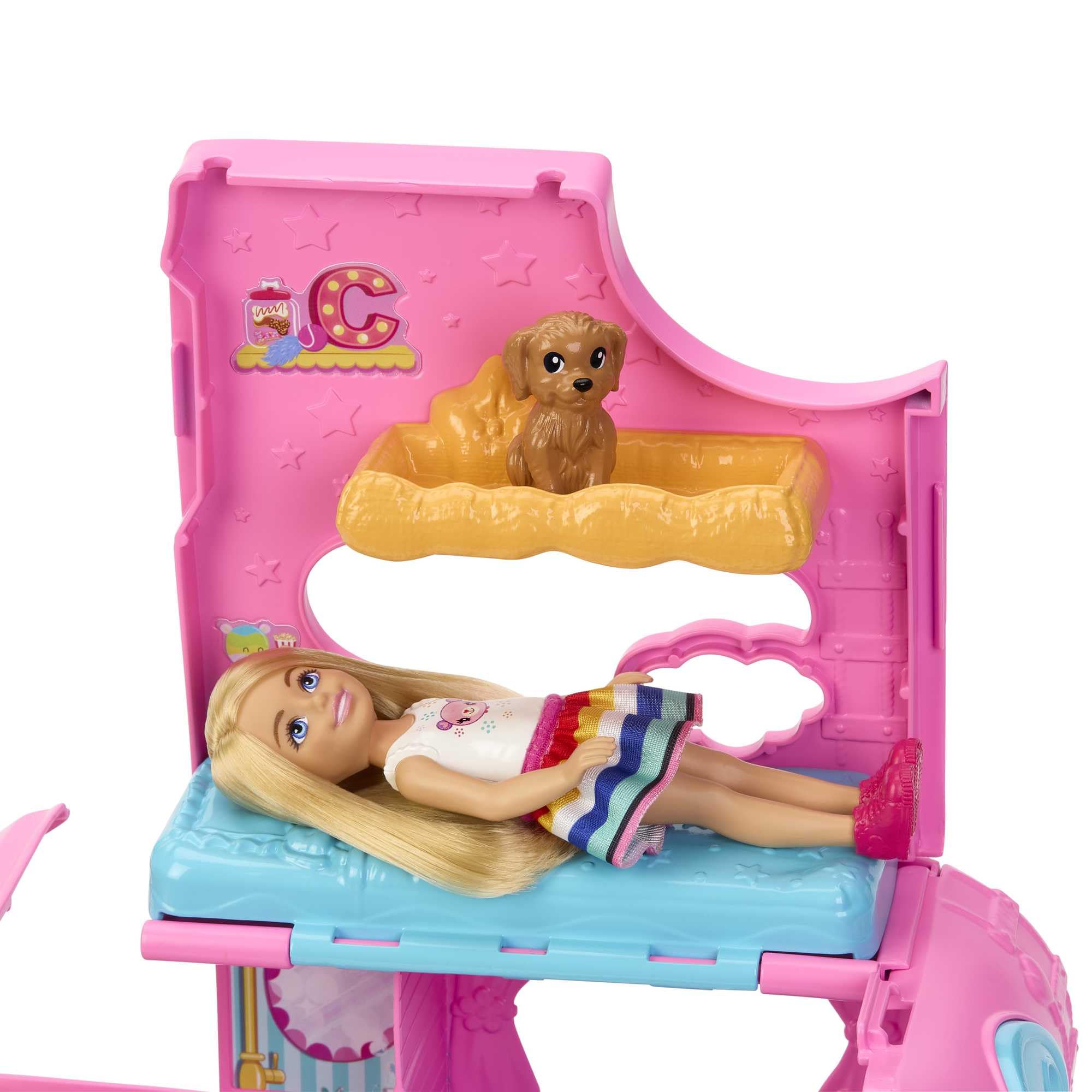 Foto 7 | Playset Barbie Chelsea Camper 2 En 1 Con Muñeca Pequeña Y 2 Mascotas - Venta Internacional.