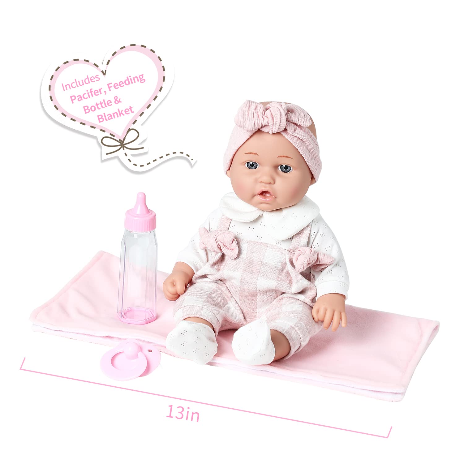Foto 4 pulgar | Muñeca Enjoyin De 30 Cm Con Paños Rosas, Chupete, Manta Y B - Venta Internacional.
