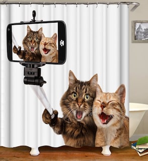 Foto 4 | Cortina De Ducha Foxscream Cartoon Cat 3d De Poliéster Impermeable - Venta Internacional.