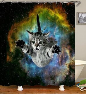 Foto 2 | Cortina De Ducha Foxscream Cartoon Cat 3d De Poliéster Impermeable - Venta Internacional.
