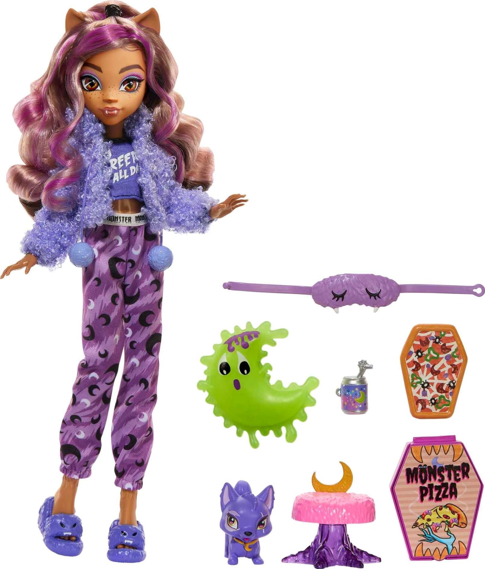 Foto 7 pulgar | Muñeca Clawdeen Wolf Monster High con Accesorios para Pijamas - Venta Internacional