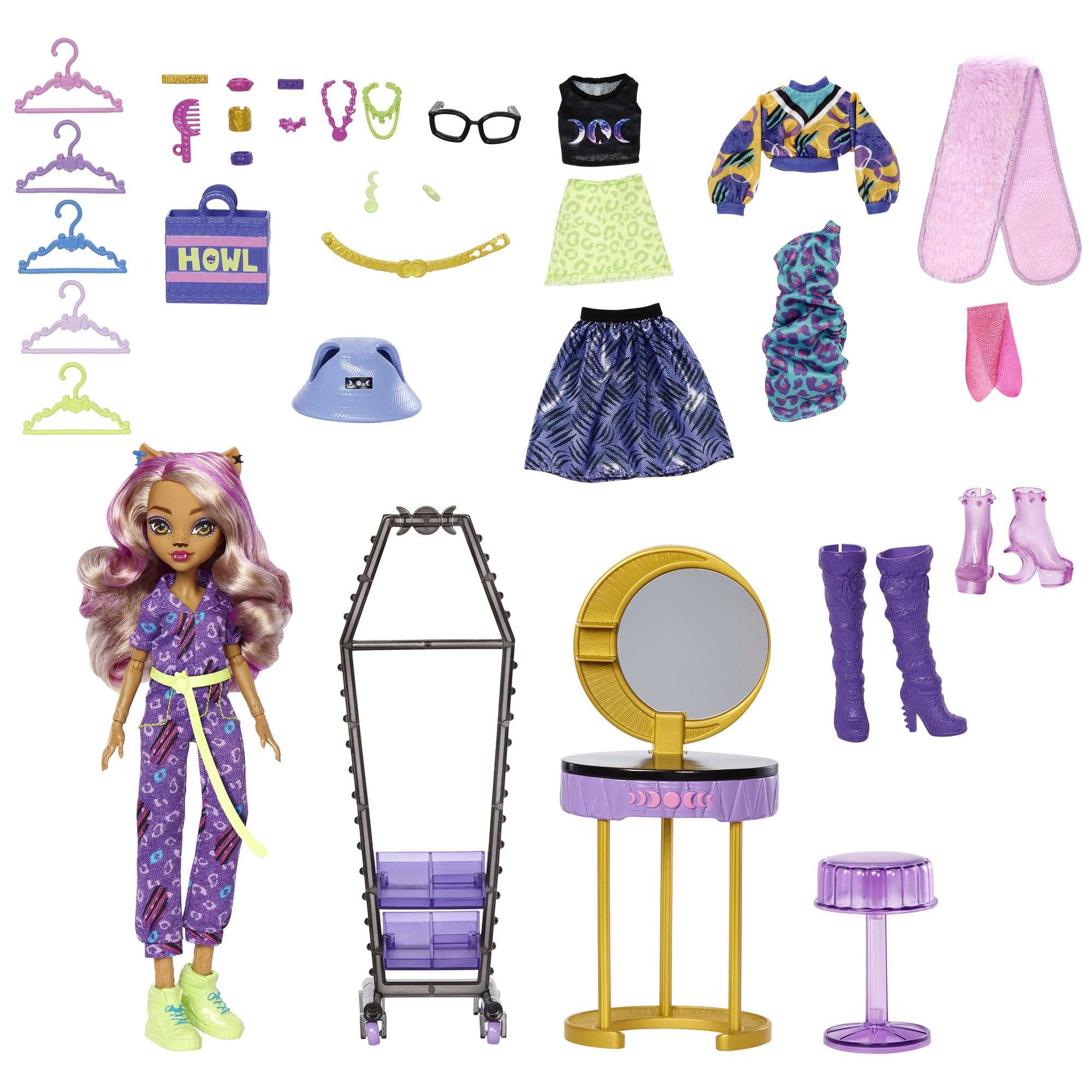 Foto 3 pulgar | Fashion Playset Monster High Doll Clawdeen Wolf Con Más De 20 Piezas - Venta Internacional