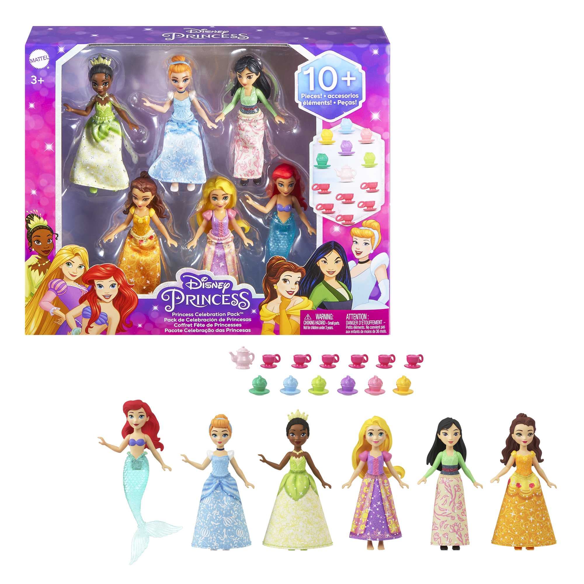 Foto 2 pulgar | Disney Princess Toys, 6 Muñecas Pequeñas Posables Con Brilla - Venta Internacional.