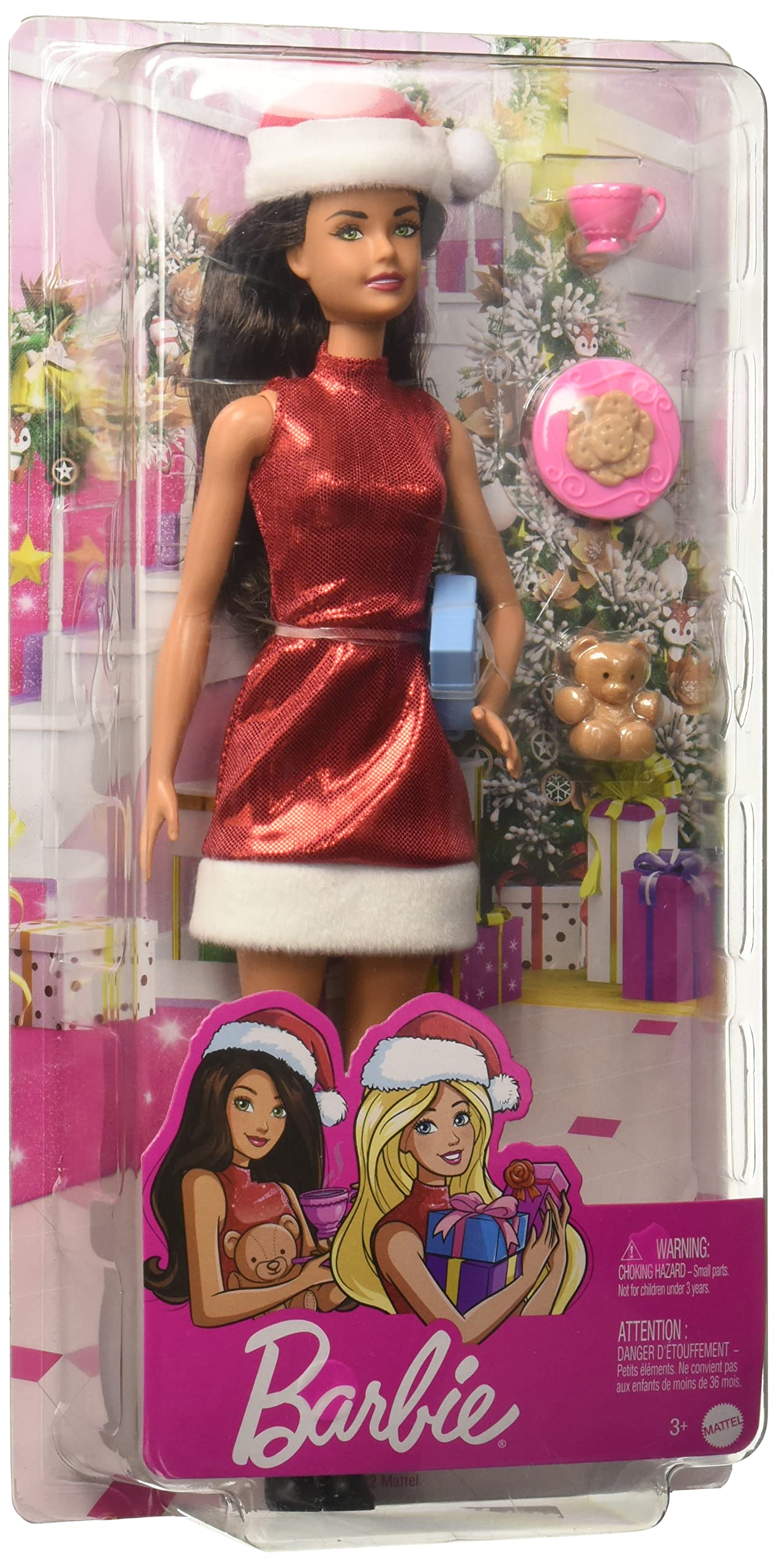 Foto 6 pulgar | Barbie Santa Doll (cabello Castaño Moreno) - Venta Internacional.