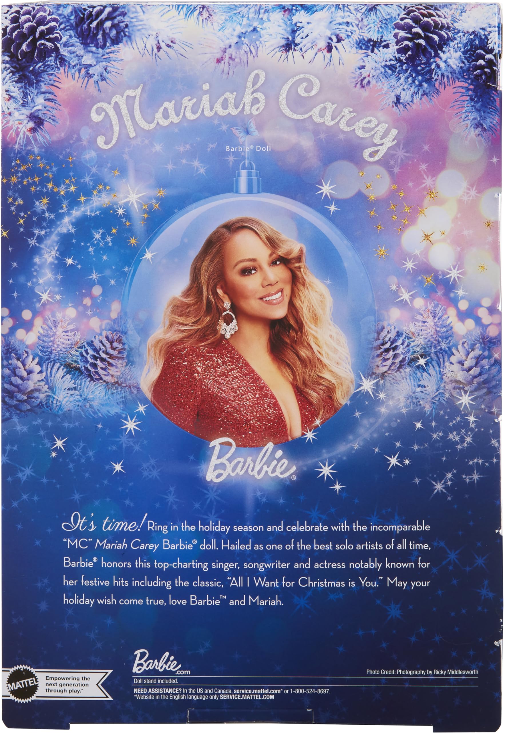 Foto 7 pulgar | Muñeca Barbie Signature Mariah Carey Holiday Con Vestido Rojo Con Purpurina - Venta Internacional.