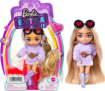Foto 1 | Muñeca Barbie Extra Minis #4 (5.5 In) Vestida De Púrpura Esponjoso - Venta Internacional.