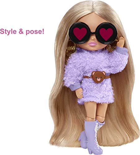 Foto 4 pulgar | Muñeca Barbie Extra Minis #4 (5.5 In) Vestida De Púrpura Esponjoso  - Venta Internacional.