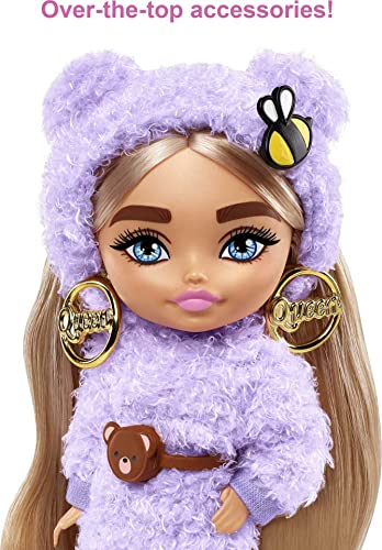 Foto 5 pulgar | Muñeca Barbie Extra Minis #4 (5.5 In) Vestida De Púrpura Esponjoso  - Venta Internacional.