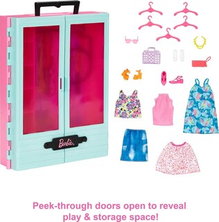 Foto 3 | Barbie Closet Playset Con 3 Trajes, 3 Pares De Zapatos, 2 - Venta Internacional.