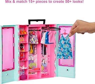 Foto 6 | Barbie Closet Playset Con 3 Trajes, 3 Pares De Zapatos, 2 - Venta Internacional.