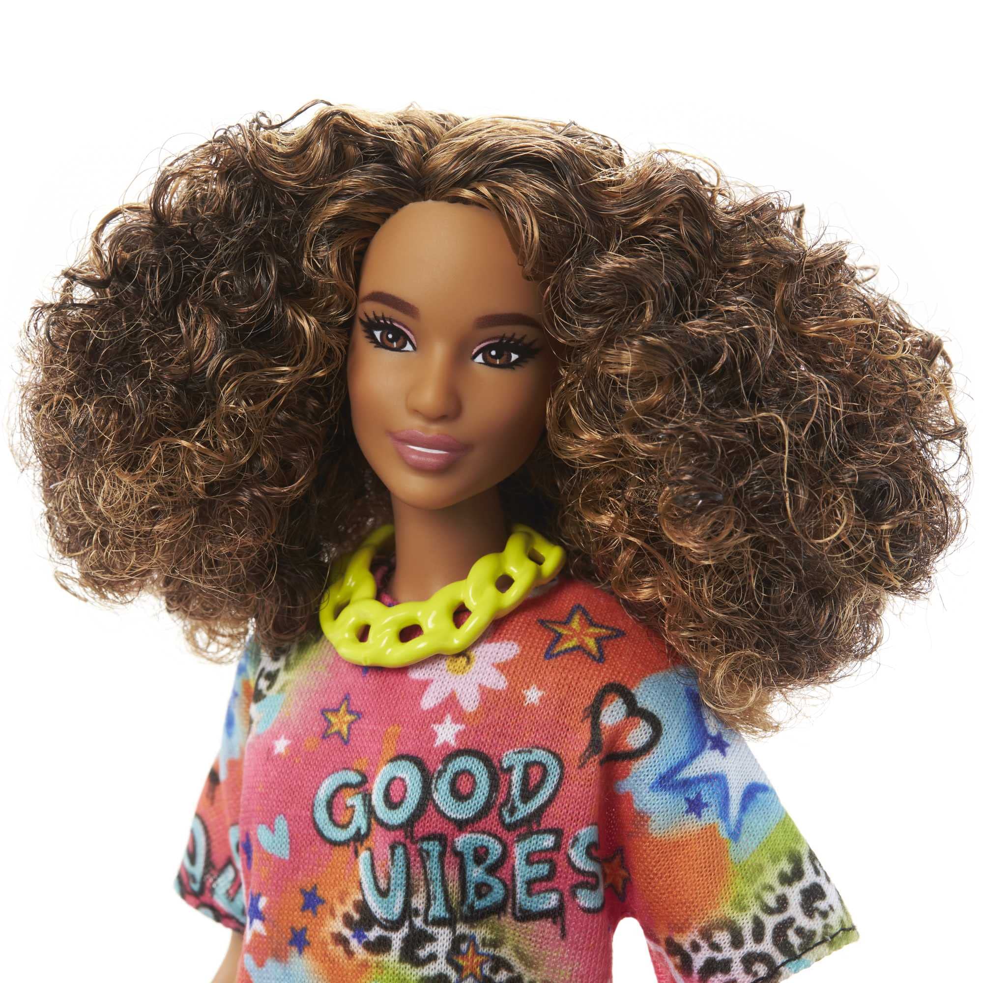 Foto 6 pulgar | Muñeca Barbie, Juguetes Para Niños, Cabello Castaño Rizado, Barbie Fashionis - Venta Internacional.
