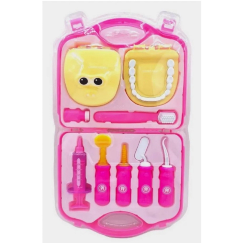Maleta Dentist Set Toy De 9 Piezas Para Niñas, Color Rosa - Venta Internacional.