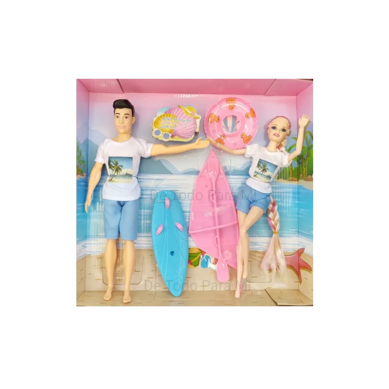 Foto 2 pulgar | Set De Muñecas Para Barbie Y Ken, Versión Beach, Articulado, 30 Cm Con Aire Acondicionado - Venta Internacional.