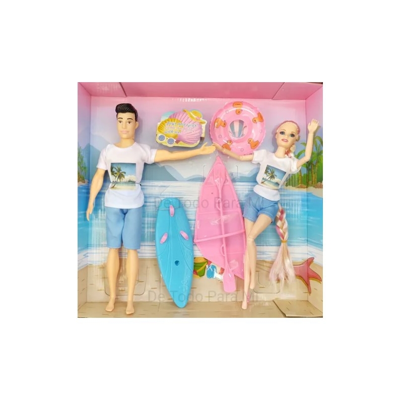 Foto 6 pulgar | Set De Muñecas Para Barbie Y Ken, Versión Beach, Articulado, 30 Cm Con Aire Acondicionado - Venta Internacional.