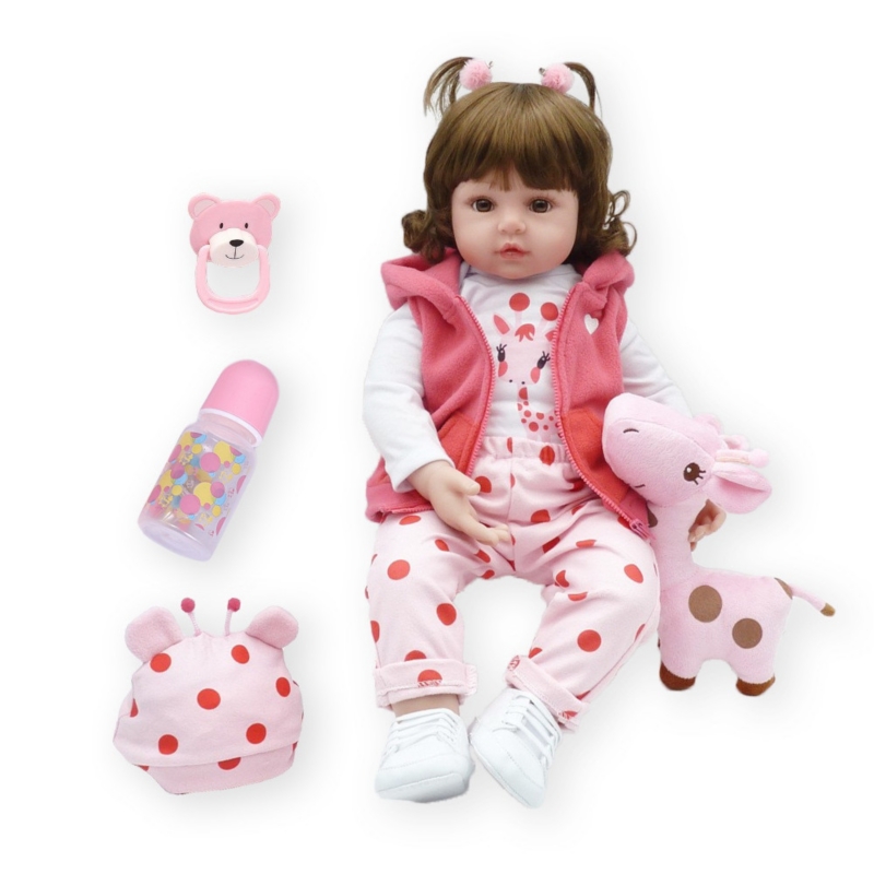 Juguete De Vinilo Baby Doll Reborn De 48 Cm Con Ojos Marrones Para Niñas - Venta Internacional.