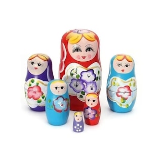 Foto 1 | Muñecas Matrioska Rusas De Madera Pintadas A Mano, 5 Piezas - Venta Internacional.