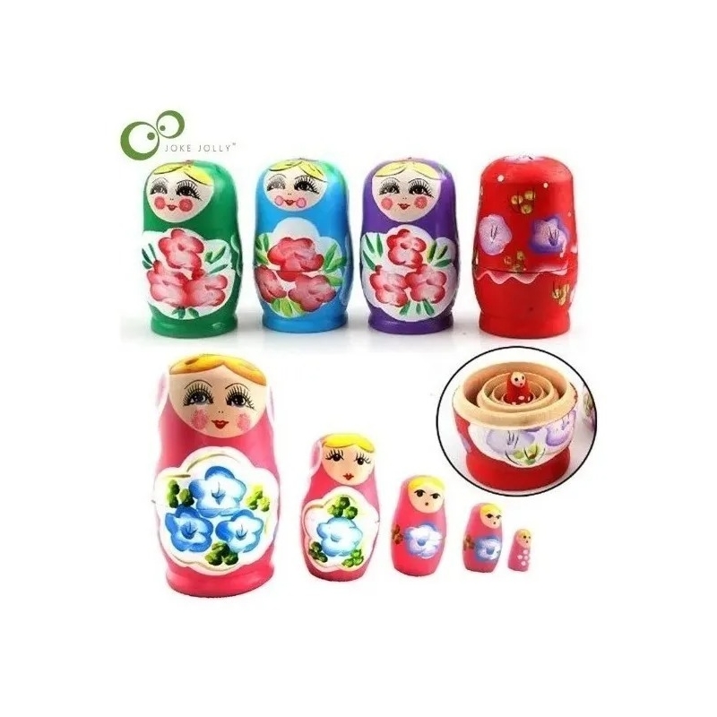Foto 3 pulgar | Muñecas Matrioska Rusas De Madera Pintadas A Mano, 5 Piezas - Venta Internacional.