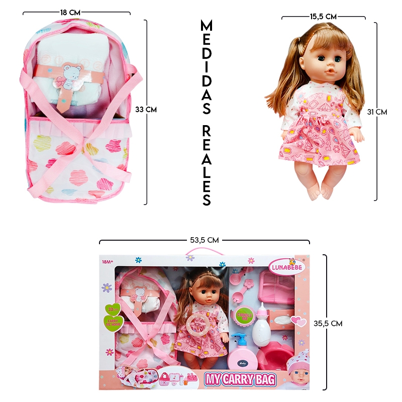 Foto 5 pulgar | Bolsa De Transporte Baby Doll Lunabebe My Carry Con Accesorios De Plástico De 31 Cm - Venta Internacional.