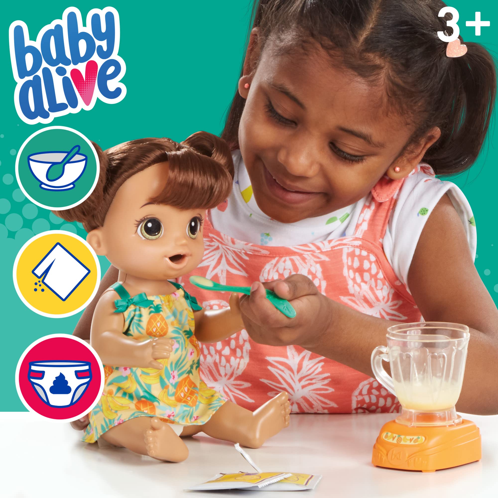 Foto 3 pulgar | Muñeca Baby Alive Magical Mixer Tropical Treat Para Cabello Castaño - Venta Internacional.