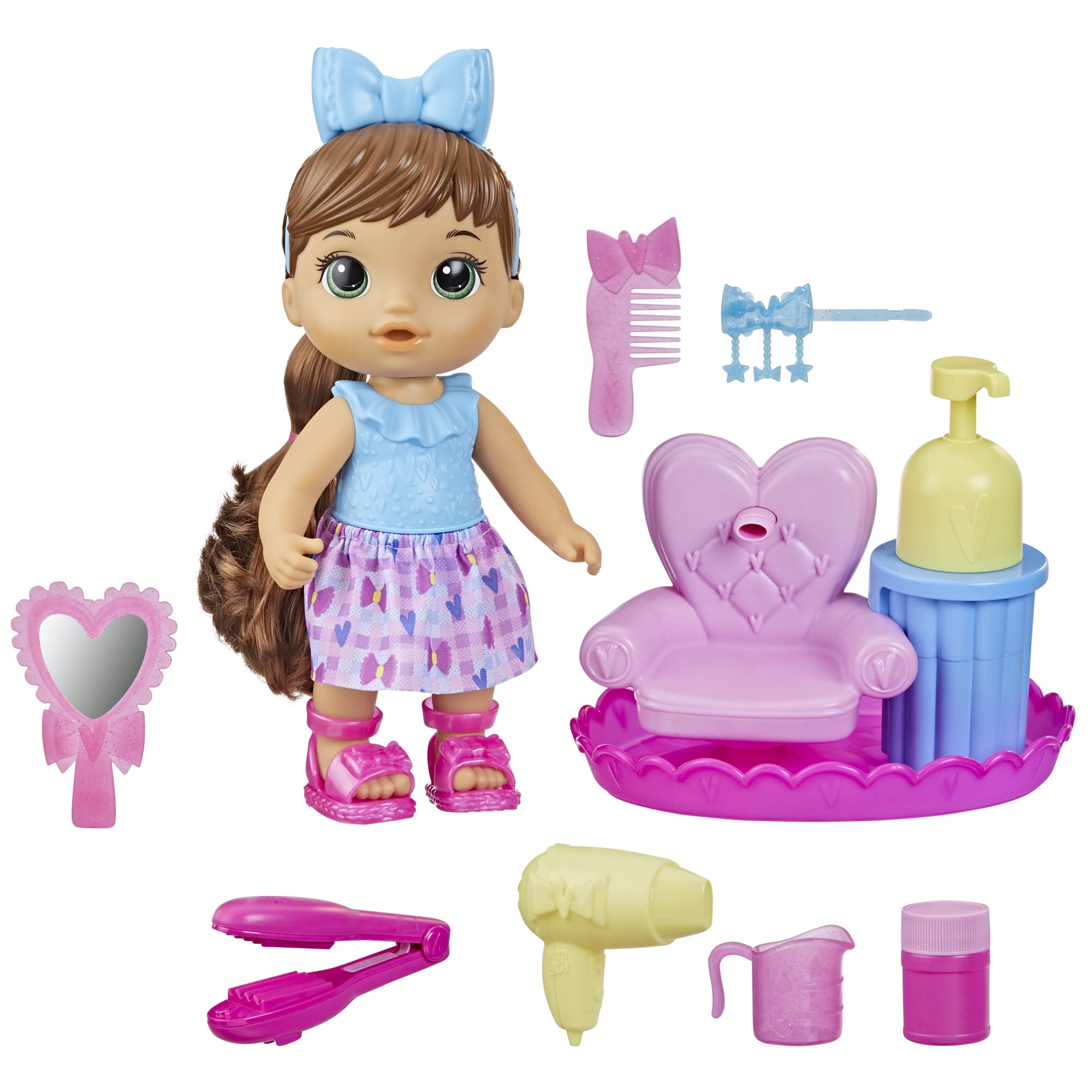 Muñeca Styling Doll Baby Alive De Pelo Castaño Esponjoso Con Silla De Salón - Venta Internacional.