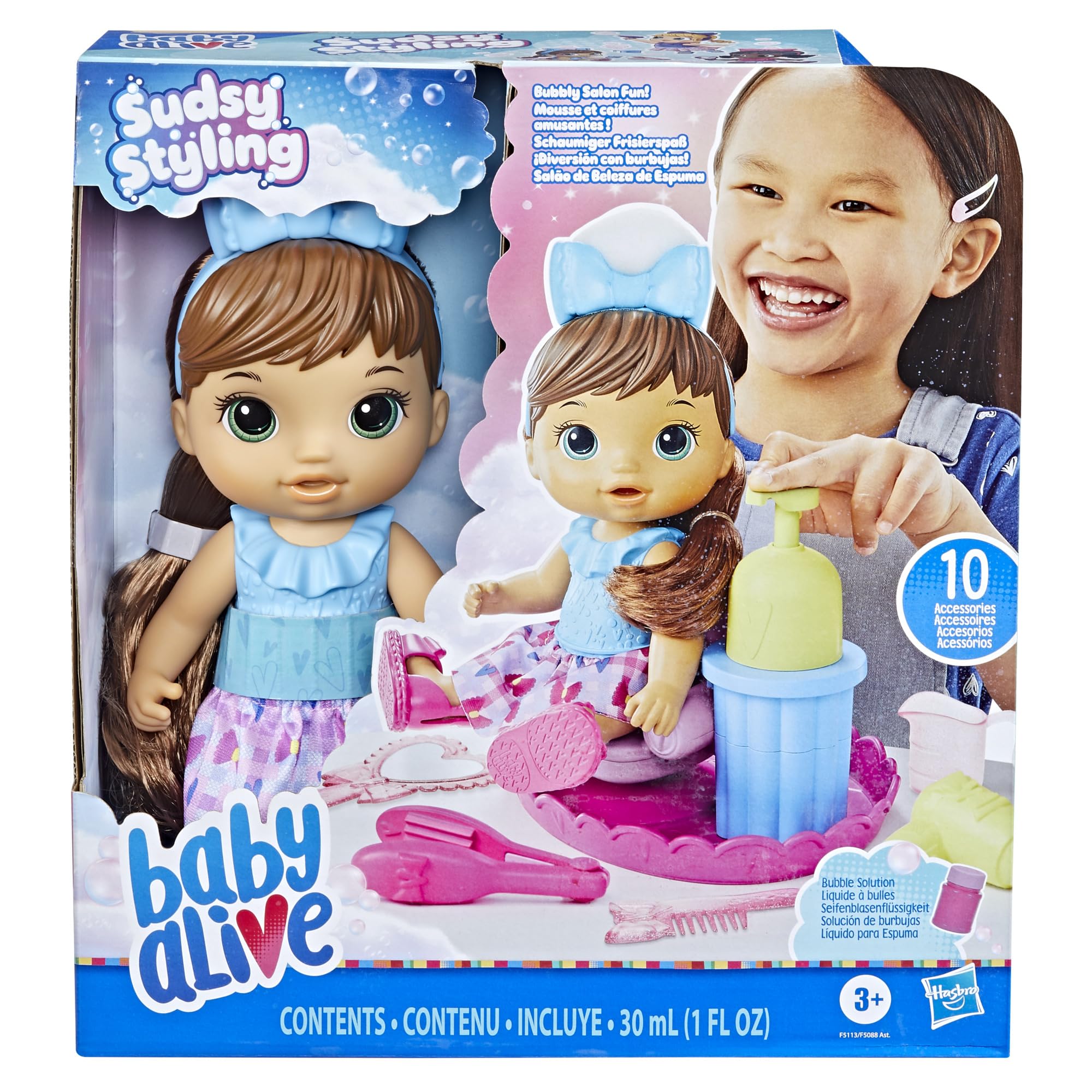 Foto 3 pulgar | Muñeca Styling Doll Baby Alive De Pelo Castaño Esponjoso Con Silla De Salón - Venta Internacional.