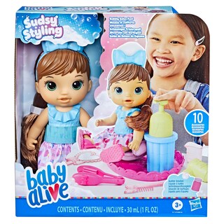 Foto 2 | Muñeca Styling Doll Baby Alive De Pelo Castaño Esponjoso Con Silla De Salón - Venta Internacional.