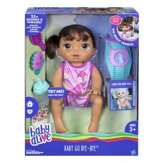 Foto 2 | Muñeca Baby Alive Baby Go Bye Bye Brunette Con Accesorios - Venta Internacional