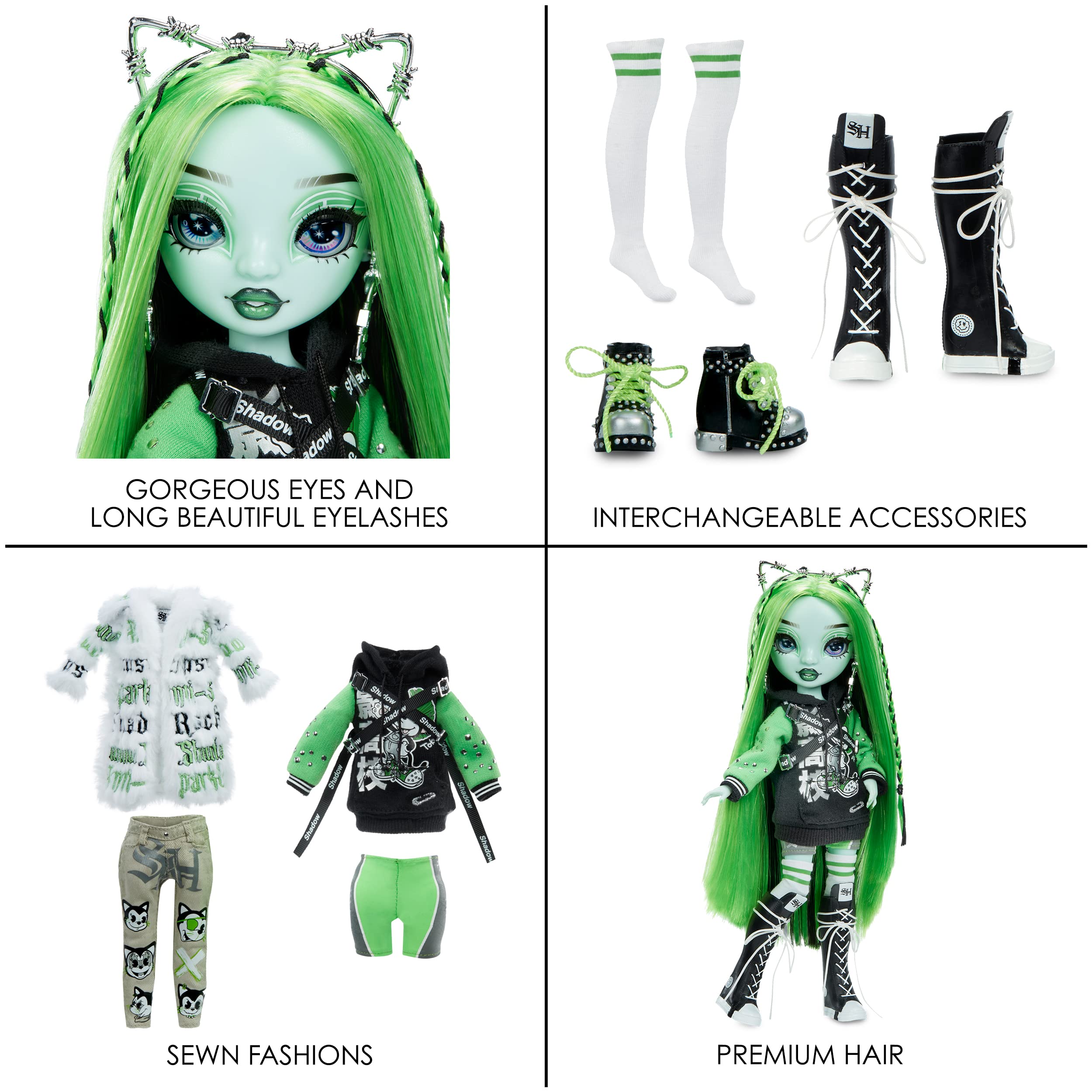 Foto 6 pulgar | Muñeca de Moda Rainbow High Neon Shadow Harley Limestone - Venta Internacional